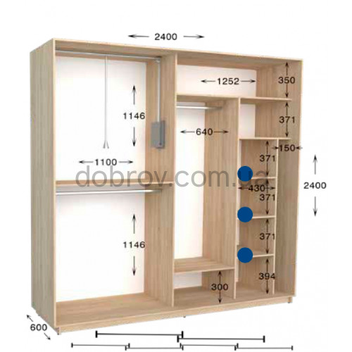 Шкаф-купе Практик 117/2 240x60x240 в Добров Меблі Шкаф-купе Практик 117/2 240x60x240 в Добров Меблі