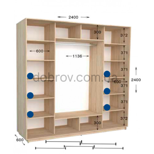 Шкаф-купе Практик 120/2 240x60x240 в Добров Меблі Шкаф-купе Практик 120/2 240x60x240 в Добров Меблі