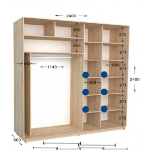 Шкаф-купе Практик 118/2 240x60x240