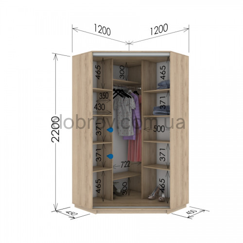 Купити Кутова шафа-купе 120x120x220 в Добров Меблі Купити Кутова шафа-купе 120x120x220 в Добров Меблі