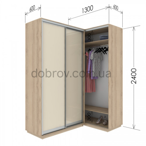 Приставной шкаф-купе Гарант 130x60x240 см в Добров Меблі Приставной шкаф-купе Гарант 130x60x240 см в Добров Меблі