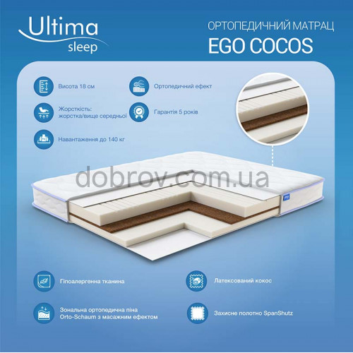 Купити Матрац Ego Cocos Ultima Sleep Безпружинний в Добров Меблі Купити Матрац Ego Cocos Ultima Sleep Безпружинний в Добров Меблі