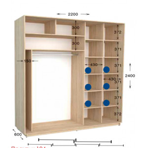 Шкаф-купе Практик 102/4 220x60x240